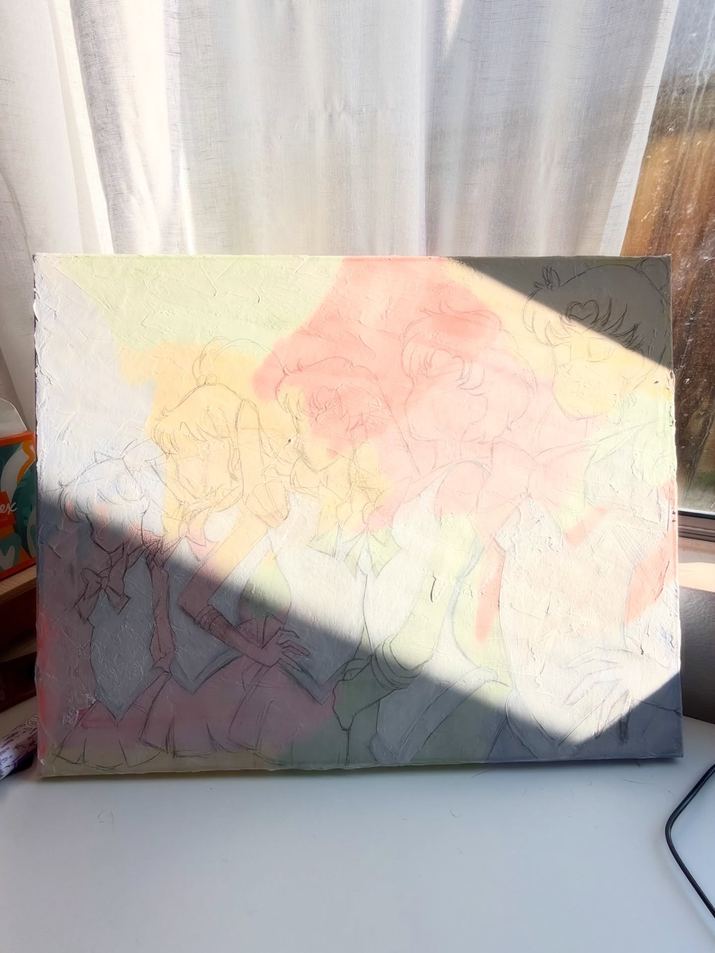 Nostalgia check: running home after school to watch a girl in a sailor uniform fight cosmic despair with friendship, starlight, and an overdramatic rose‑throwing boyfriend.

Few process stills of the current painting I am working on!Trying to do a be