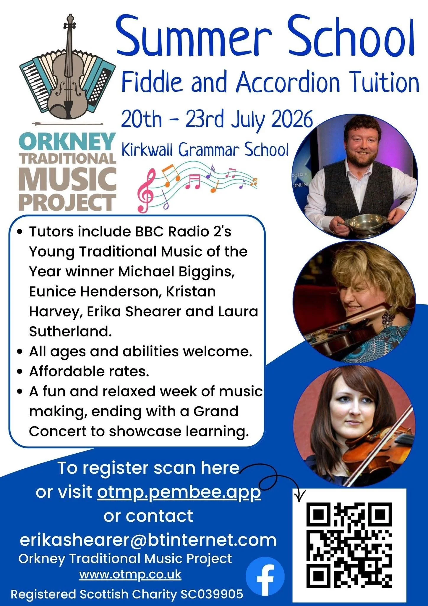 orkney traditional music project summer school starts today monday 2oth july-thursday 24th july 2026.