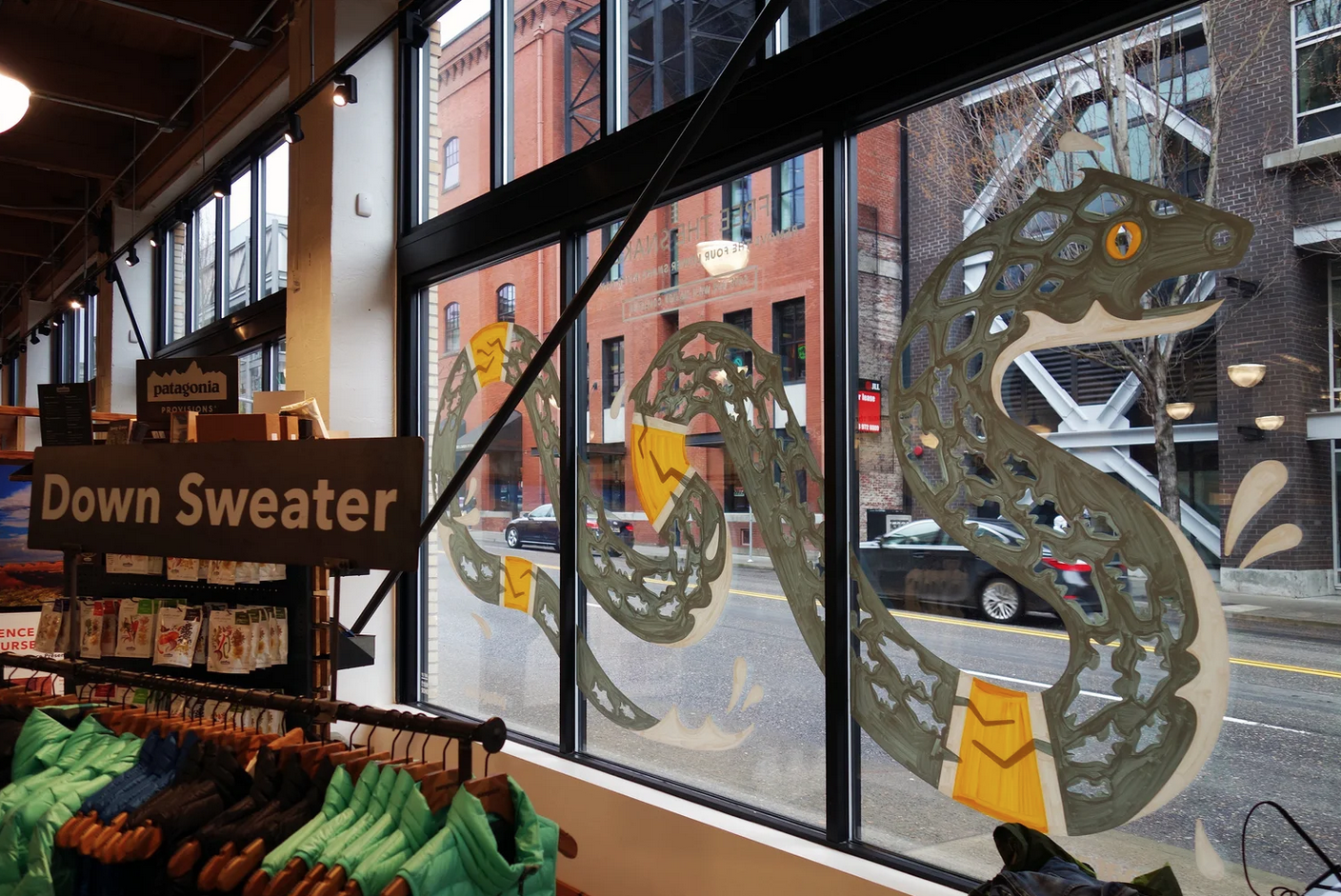 Patagonia Portland painted storefront interior view
