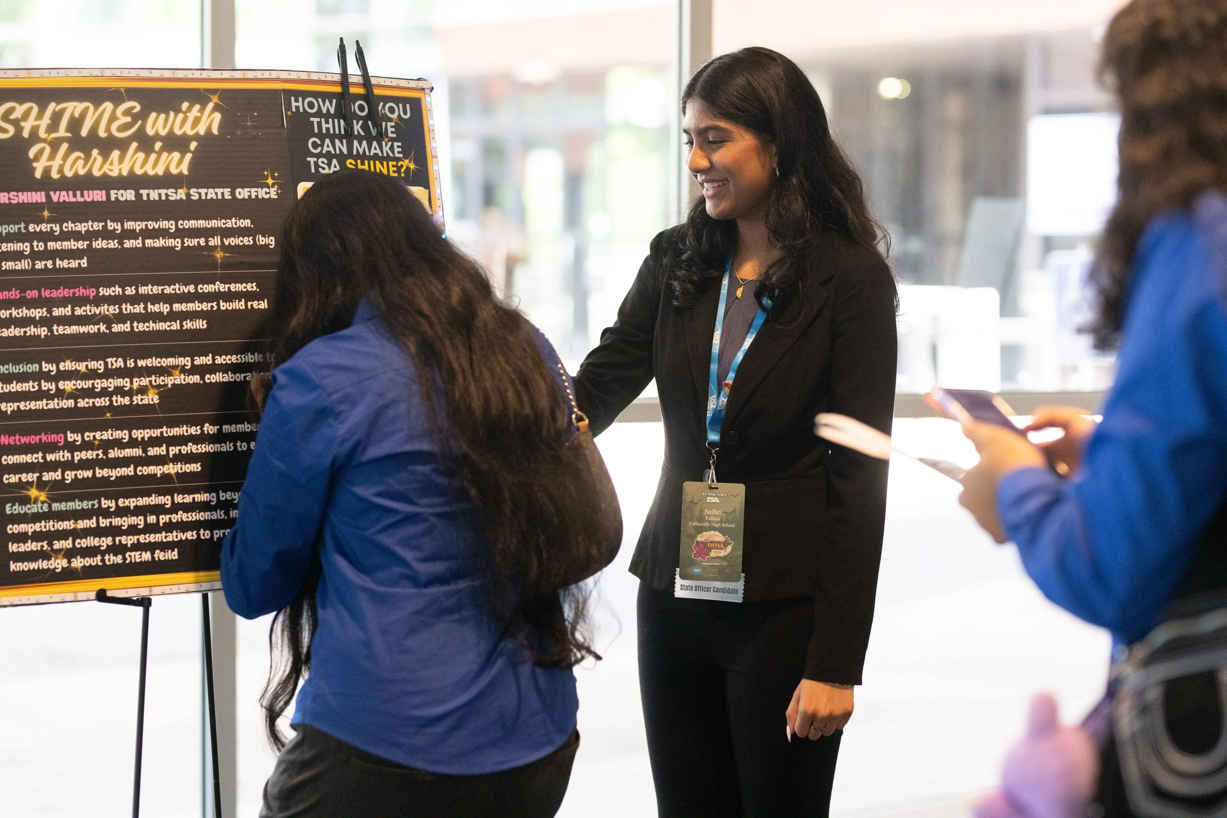 A TSA member walks across the staff during a leadership session.