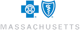 Massachusetts health and safety logos, including a blue cross with a caduceus symbol and a shield with a staff and snake, and the word 'Massachusetts' underneath.