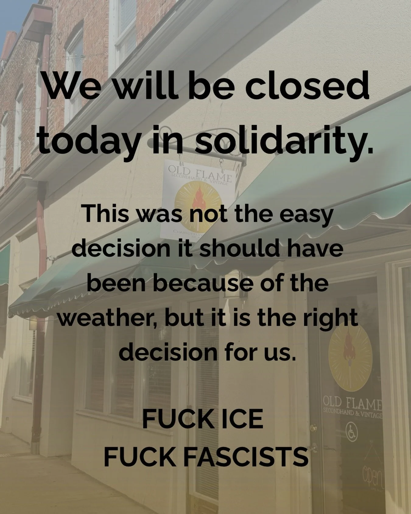 Long hard talks over here this morning, but we just kept saying &ldquo;why is it a hard decision?&rdquo; we know what we believe in. 

We are closed today. 

Go peep what @fielddayboutique had to say this morning&hellip; we honestly can&rsquo;t say i