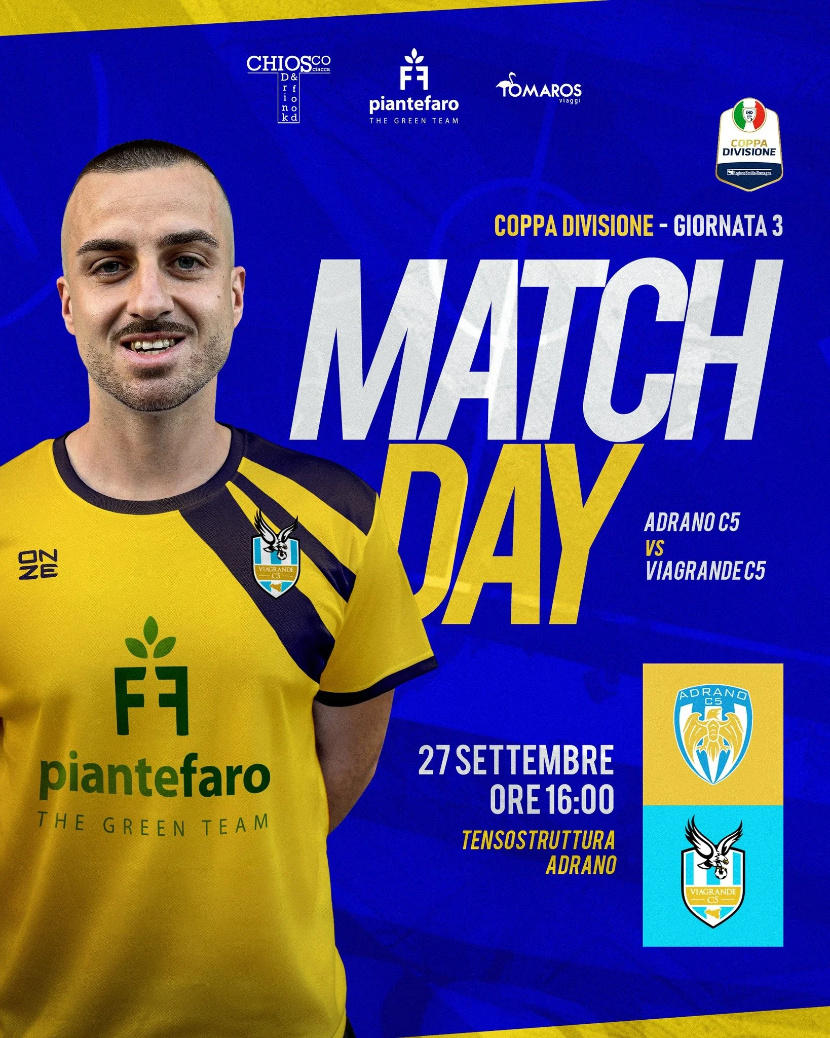 ⚽️ Coppa Divisione - Giornata 3 ⚽️
Dopo un inizio in salita, torniamo in campo con ancora pi&ugrave; voglia di riscatto 💙🤍

📍 Tensostruttura Adrano
🕓 Ore 16:00 &ndash; 27 Settembre

Forza Viagrande, sempre! 🔥