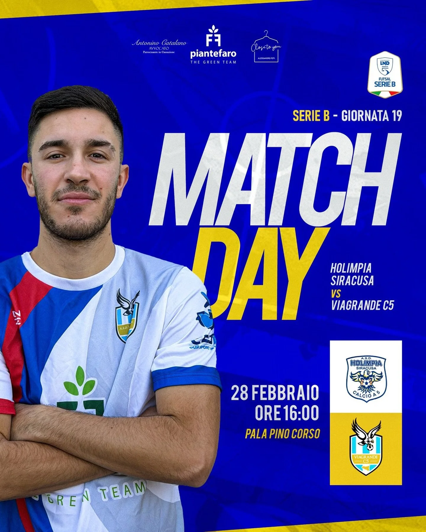 🔥 Trasferta in vista!

Domani il Viagrande C5 scende in campo contro l&rsquo;Holimpia Siracusa 💪
📍 Pala Pino Corso
🕓 Ore 16:00

Forza ragazzi! ⚽🔵