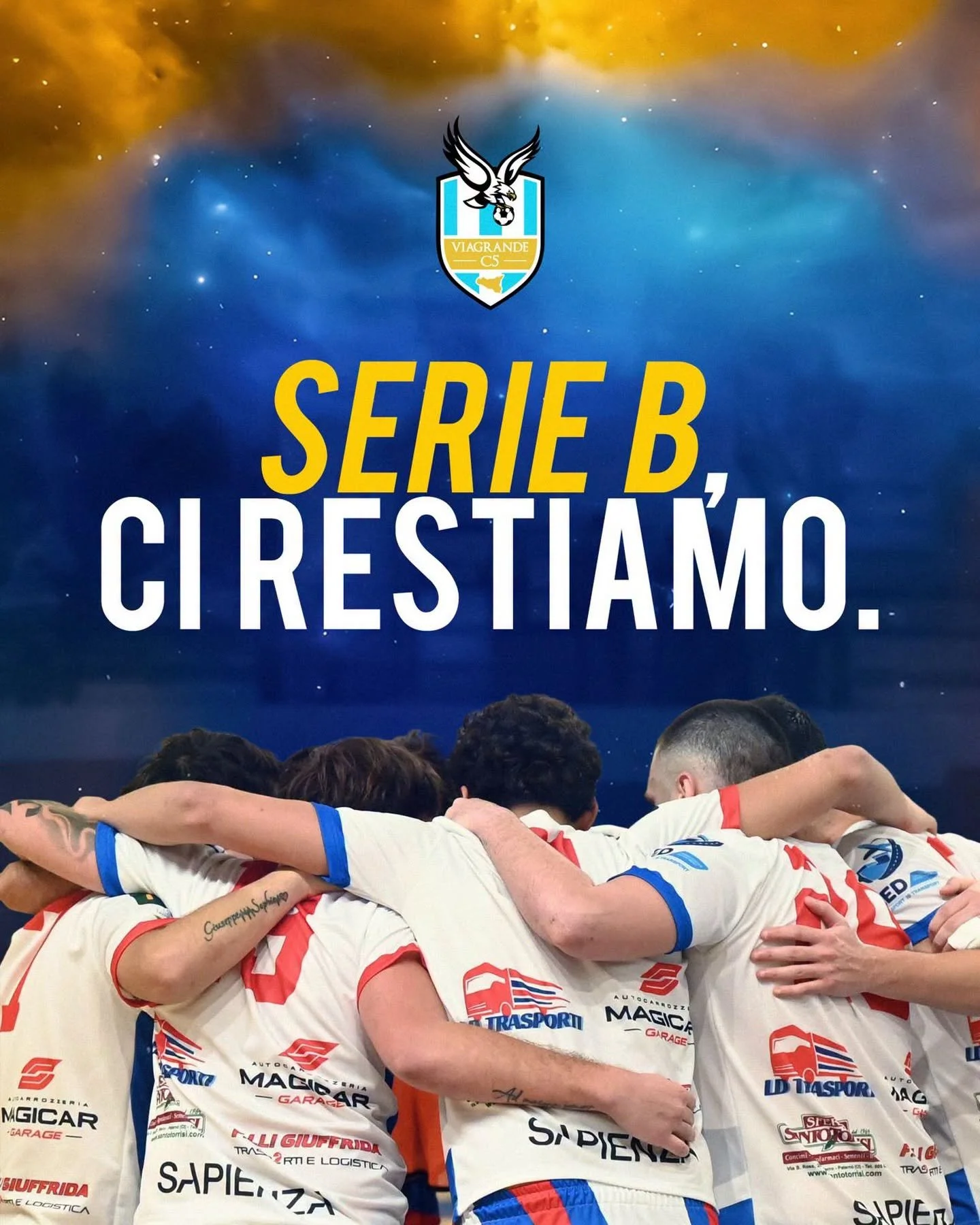 Certe stagioni ti portano al limite.
Ti spingono dove conta solo una cosa: restare uniti.

Abbiamo sofferto, lottato, sbagliato, stretto i denti.
Ma non abbiamo mollato.

Serie B, ci restiamo.
Con il cuore, con la fame, con questa maglia addosso.

Av