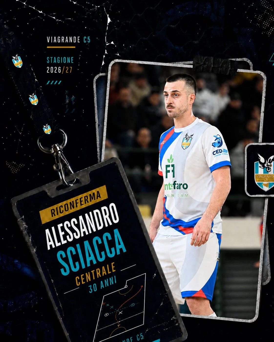 Una certezza al centro del campo. 🔒

Alessandro Sciacca resta in biancoazzurro per la stagione 2026/27: centrale solido, attento, sempre dentro la partita.

Con la sua lettura del gioco, la sua presenza difensiva e la capacit&agrave; di dare equilib