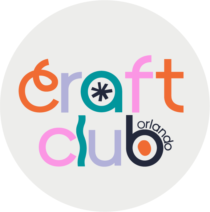 Colorful logo with the words 'craft club' and 'Orlando', featuring a blobby font and a star shape in the center of the 'a'.