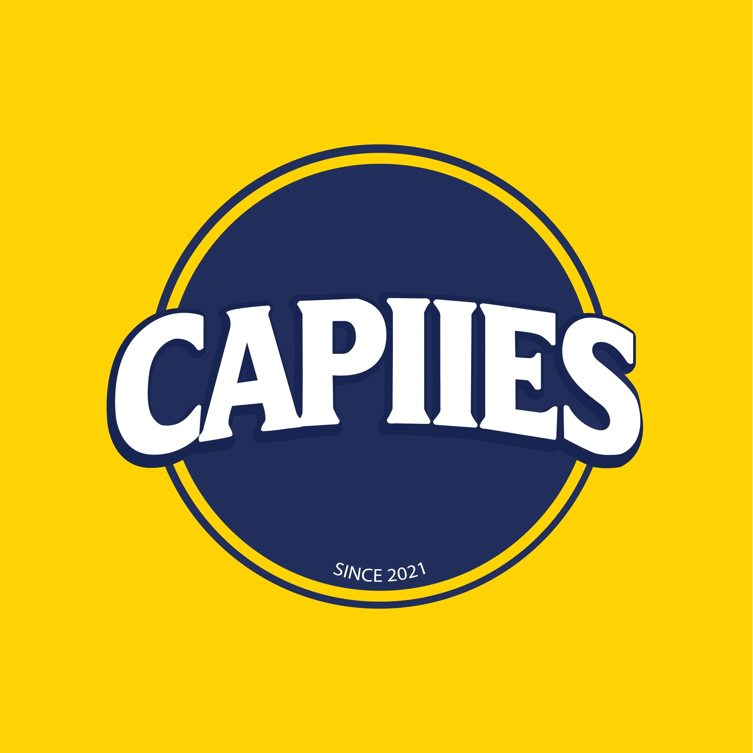 A yellow background with a circular logo featuring the text "CAPITIS" in large white letters outlined in dark blue, and "SINCE 2021" below in smaller white font.