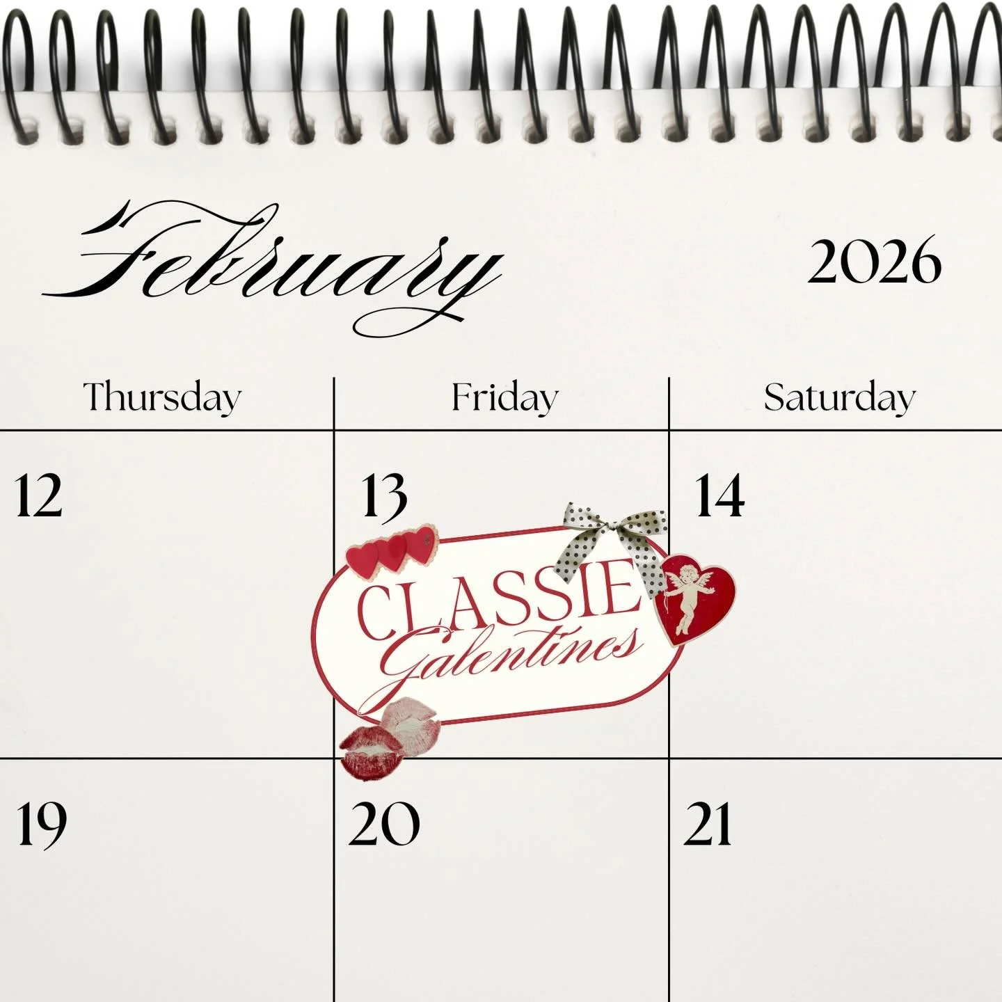 MARK YOUR CALENDARS 💌 classie galentine&rsquo;s is *almost* a month away!! tix still on sale 🧁 come party with us!!