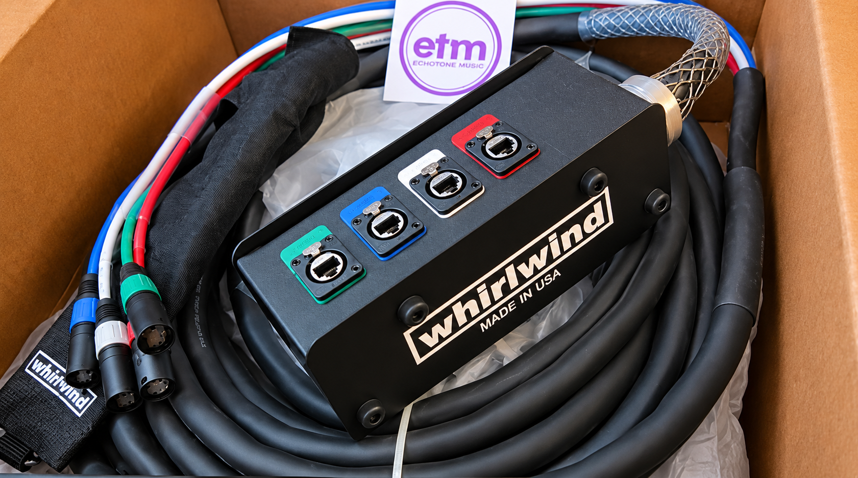 Whirlwind MTD04C5E050 Fan to Fan Cat5e Neutrik Ethercon 4 Channel Snake 50ft