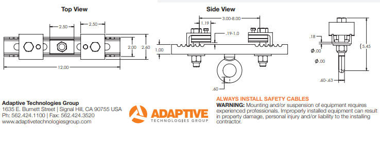 Adaptive Technologies ATM FLY-WA BC3-8 Beam Clamp