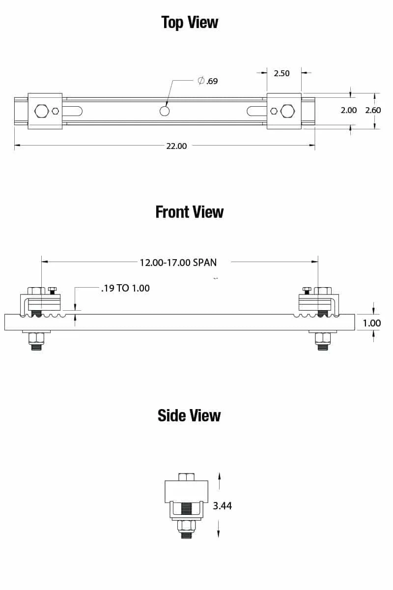 Adaptive Technologies BC12-17-2 12 to 17 Inch Beam Clamp