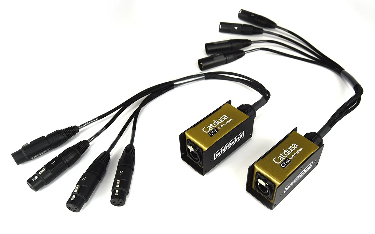 Whirlwind Catdusa CT-F Ethercon Cat5 Mini Audio Drop Snake to 4 Female XLR