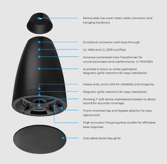 Sonance PS-P83T-BL  Pendant Speaker High-Performance Commercial Audio.jpg