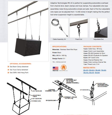 Adaptive Technologies RK-4C Speaker Suspension Rigging Kit