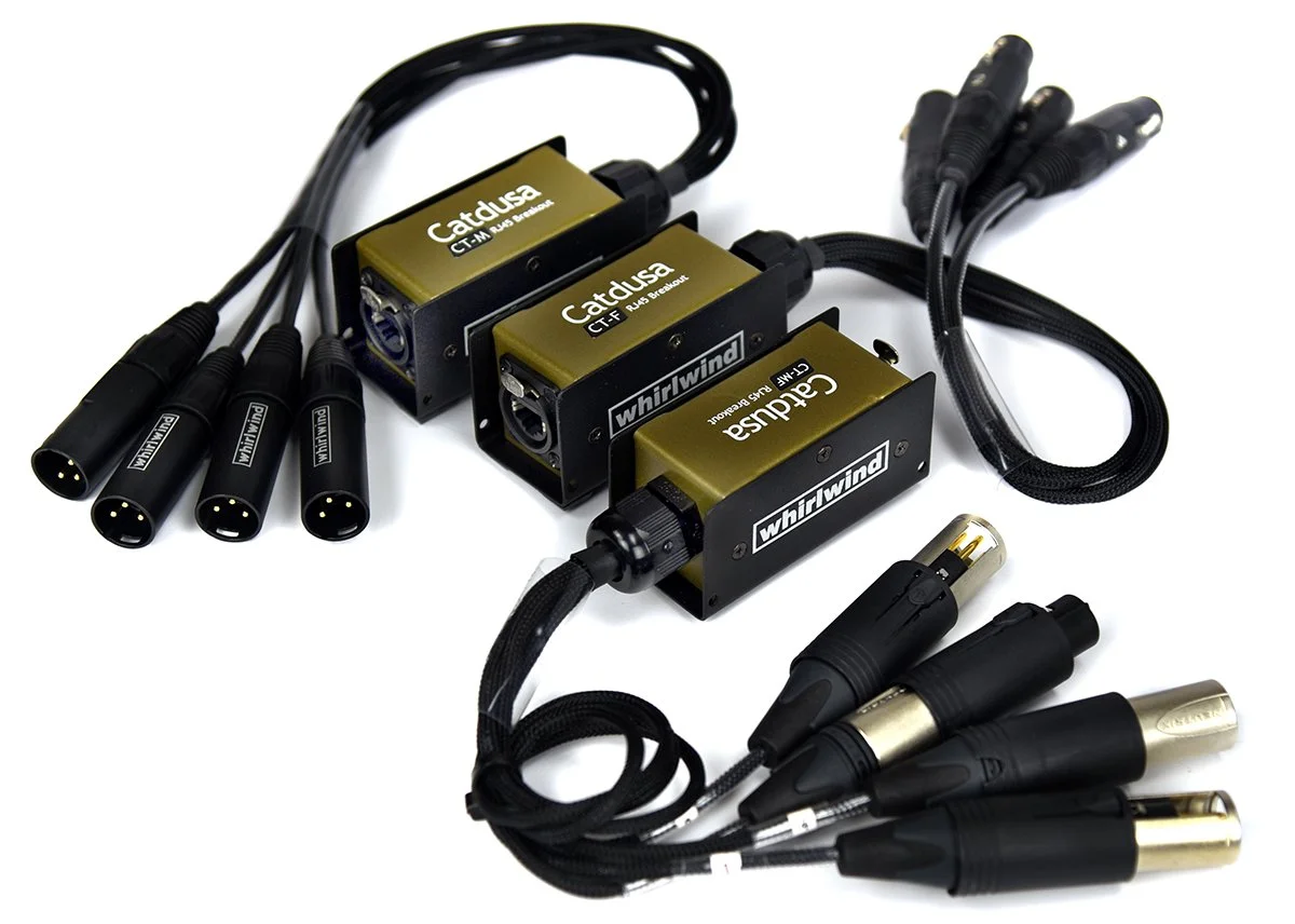 Whirlwind Catdusa CTF Ethercon Cat5 Mini Audio Drop Snake to 4 Female XLR