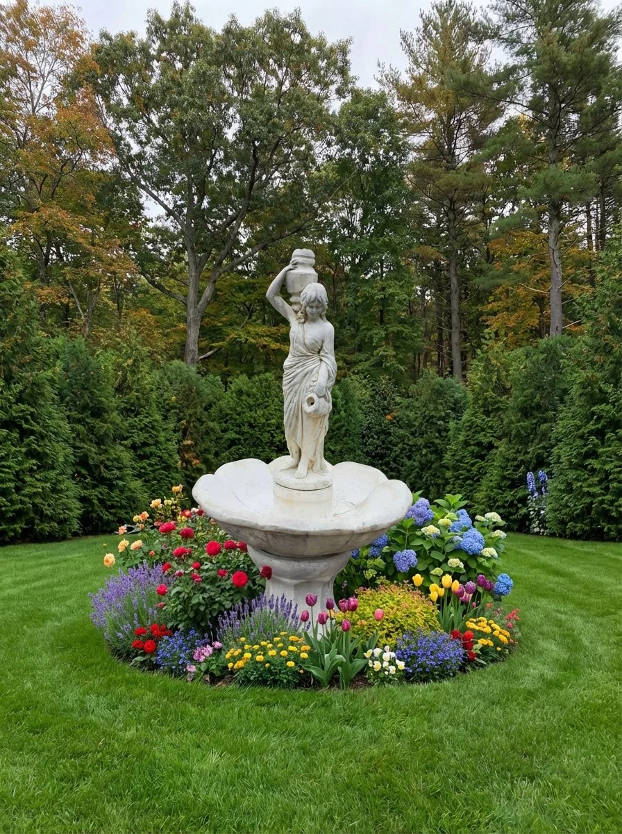 English Garden Fountain in North Brookfield, MA