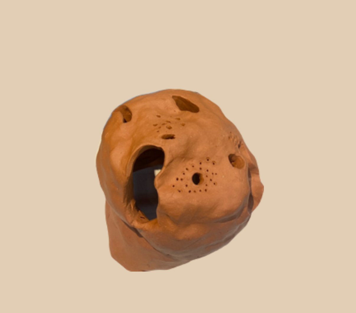 hand built clay lantern