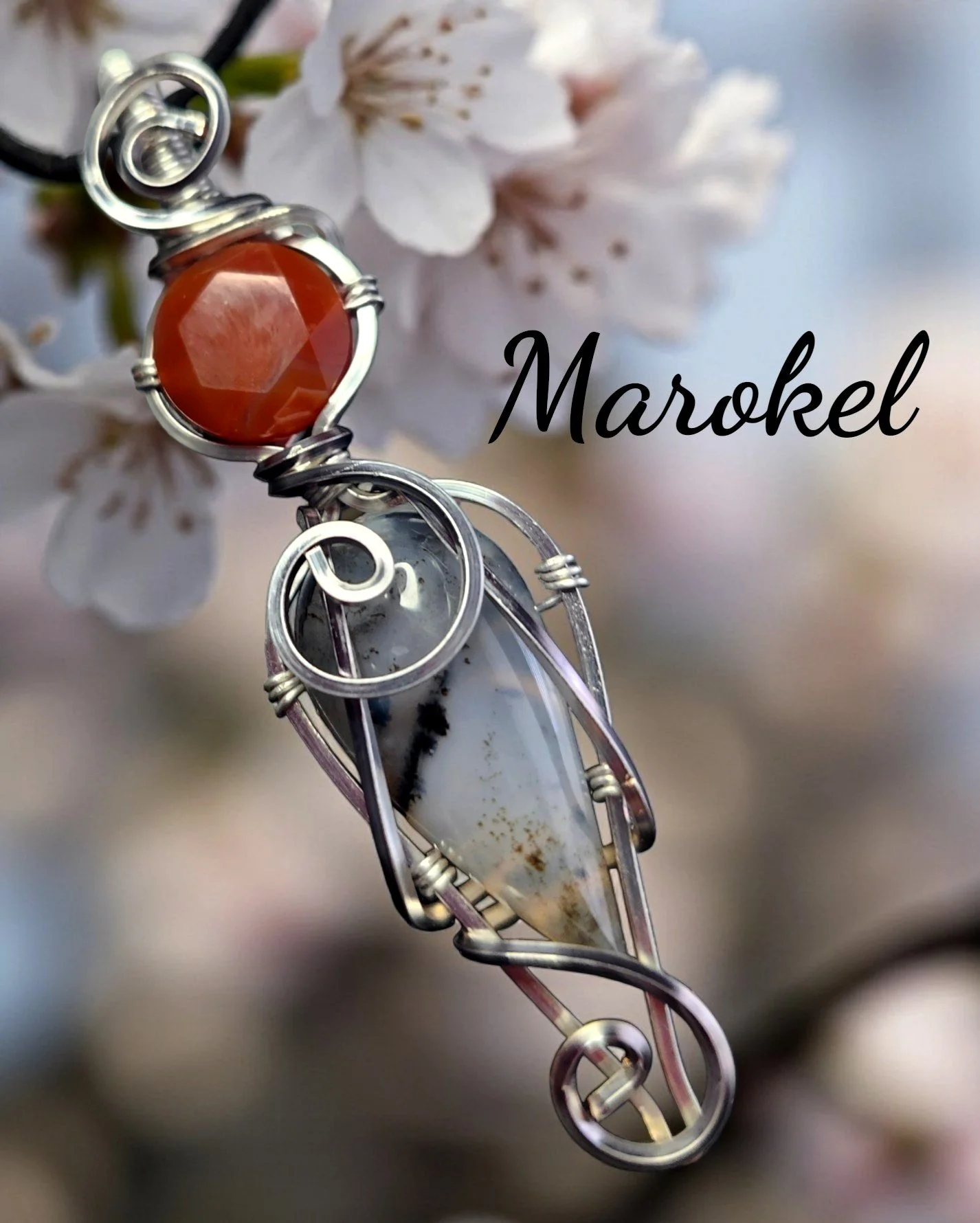 Montana Moss Agate Necklace Titanium Wire Wrapped