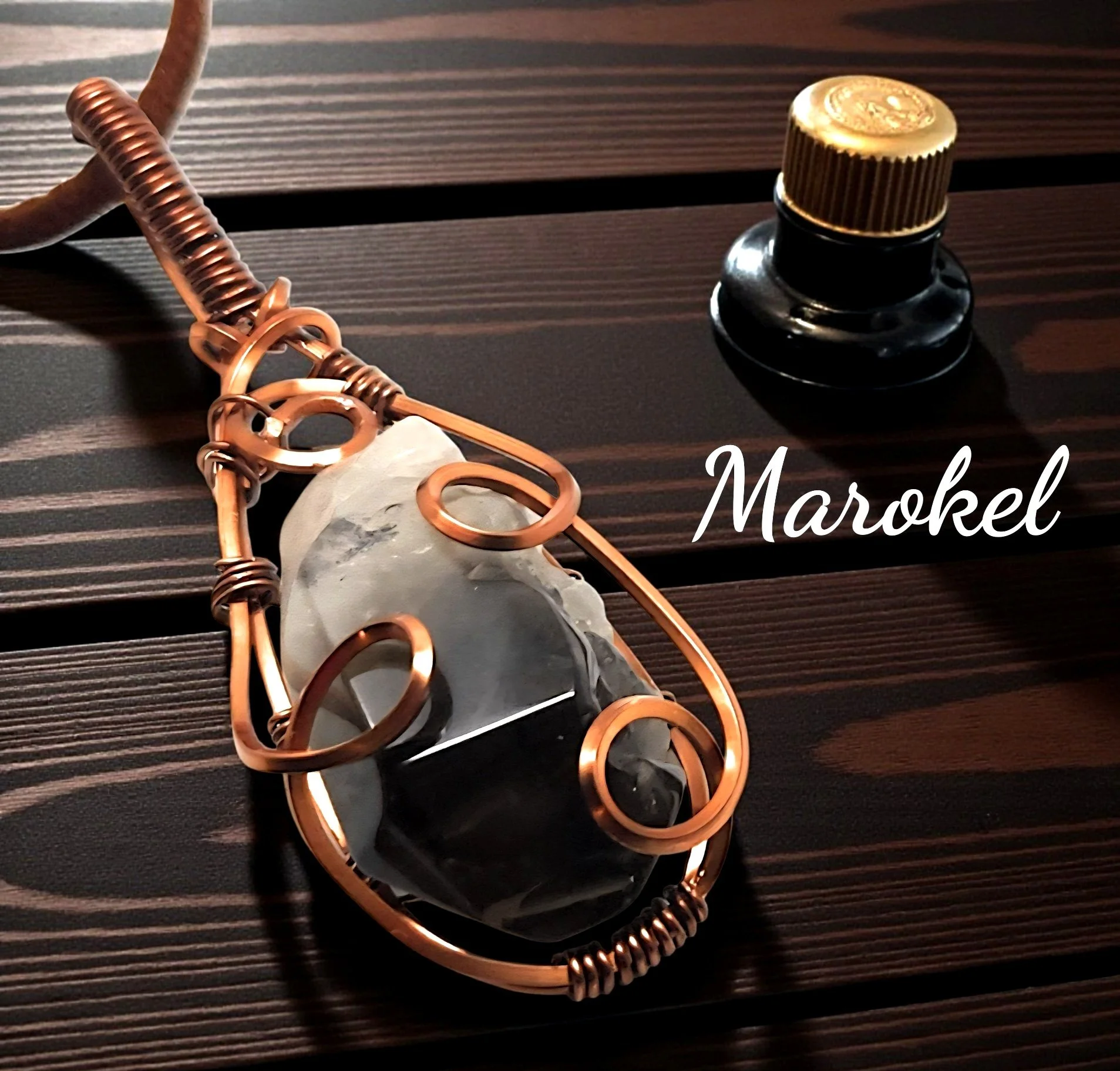 Smoky Quartz Crystal Necklace Copper Wire Wrapped