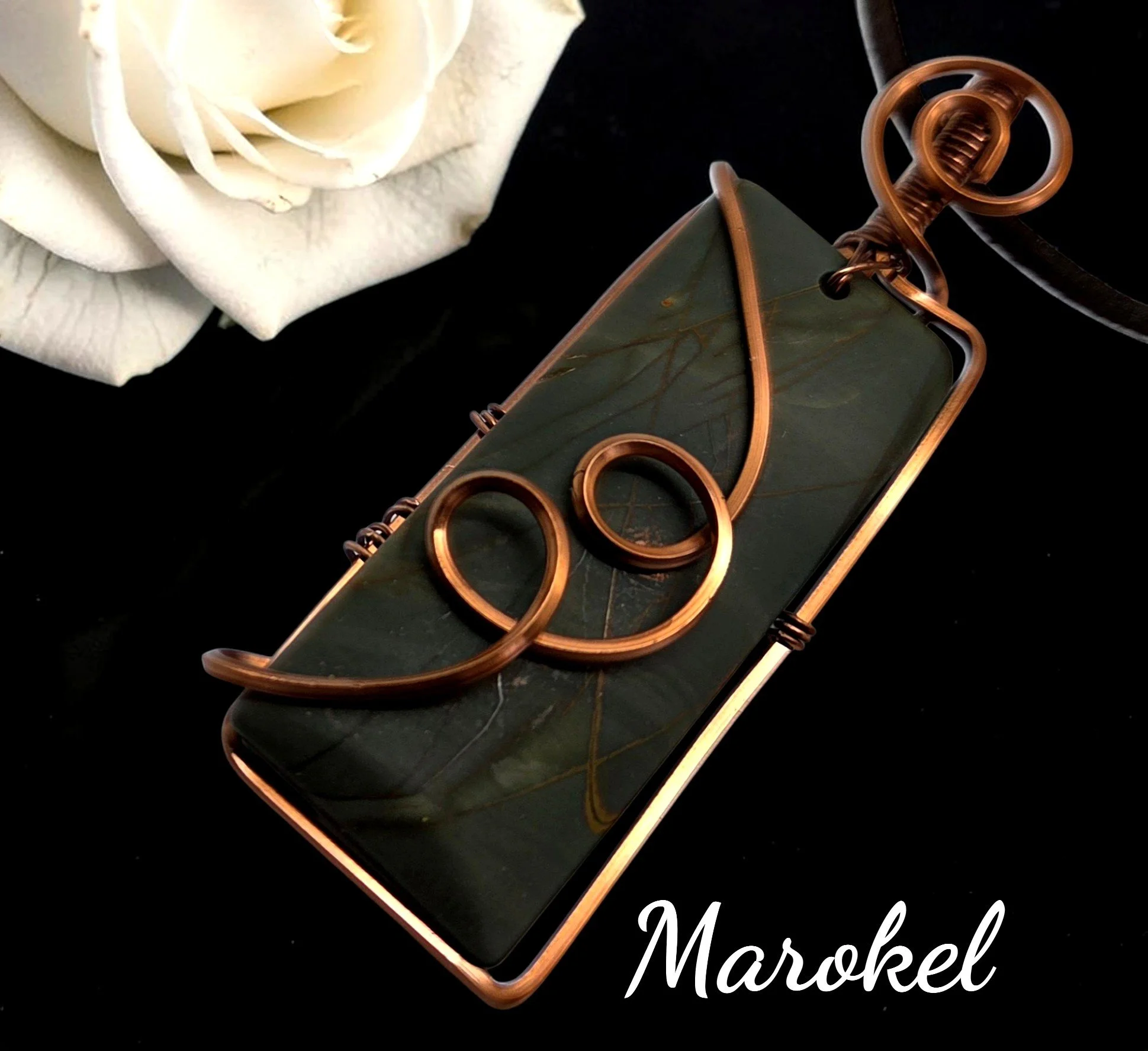 Spiderweb Jasper Pendant Copper Wire Wrapped