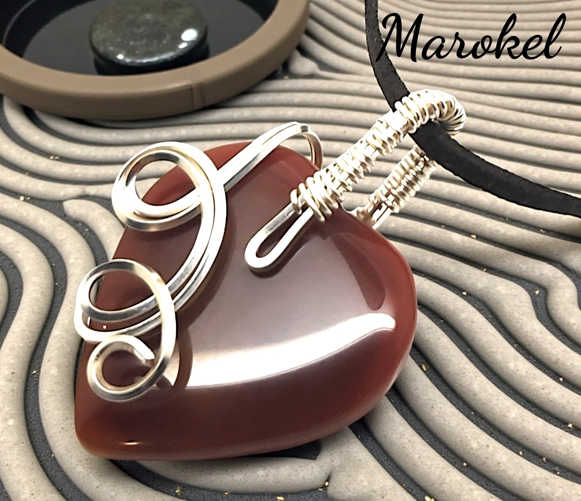 Red Carnelian heart Necklace Silver Wire Wrapped