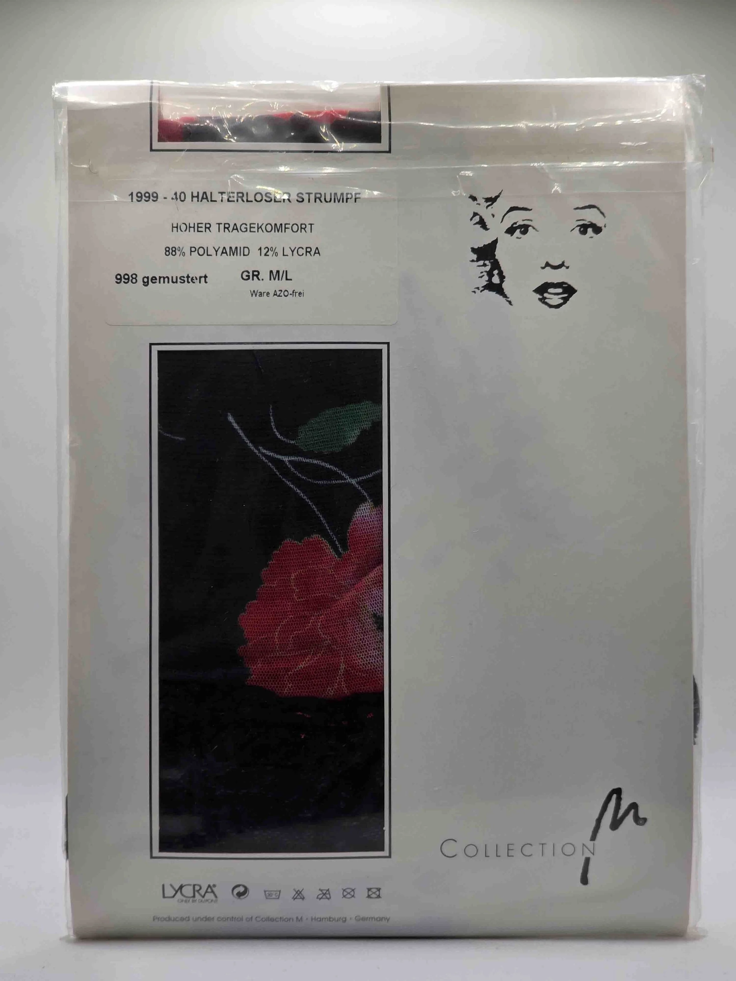 collectionm-1999-strumpf-halterlos-floral-schwarz