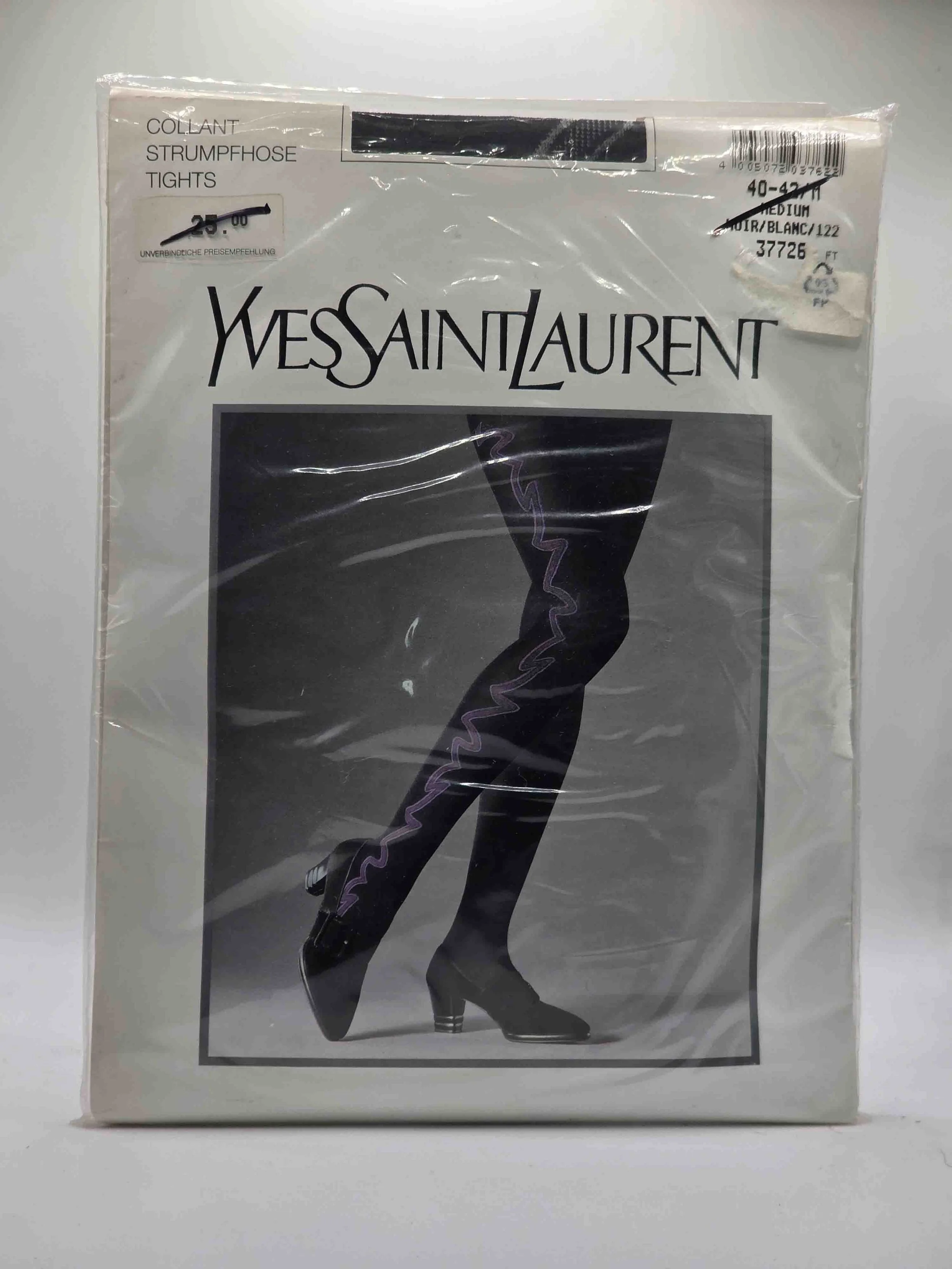 yves-saint-laurent-gemusterte-strumpfhose-noir-blanc-vorderseite