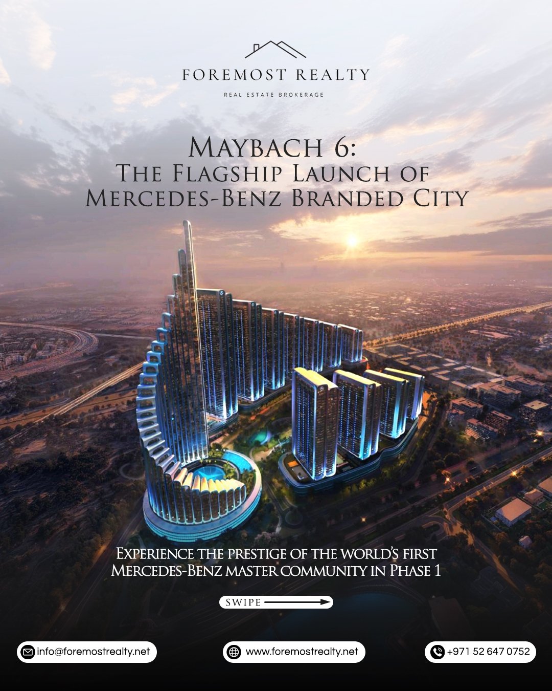 The world&rsquo;s first Mercedes-Benz Branded City is here. 🏎️🏙️

Maybach 6 by Binghatti is the flagship Phase 1 launch, featuring the tallest towers in the community with iconic views of the Burj Khalifa and Nad Al Sheba.
The Opportunity:
💰 Studi
