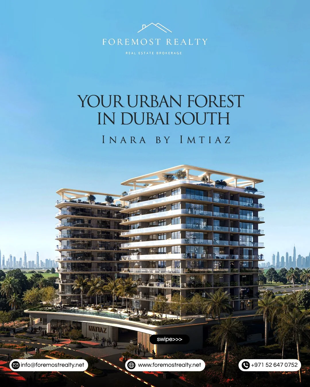 Nature meets luxury at Inara by Imtiaz. Experience Dubai&rsquo;s first forest-breathing residence in the heart of the future.

The Details: 
💰 Studios: From AED 673K
💰 1 Bedroom: From AED 1.10M
💳 Plan: 60/40 Payment Structure

The Location: 5 mins