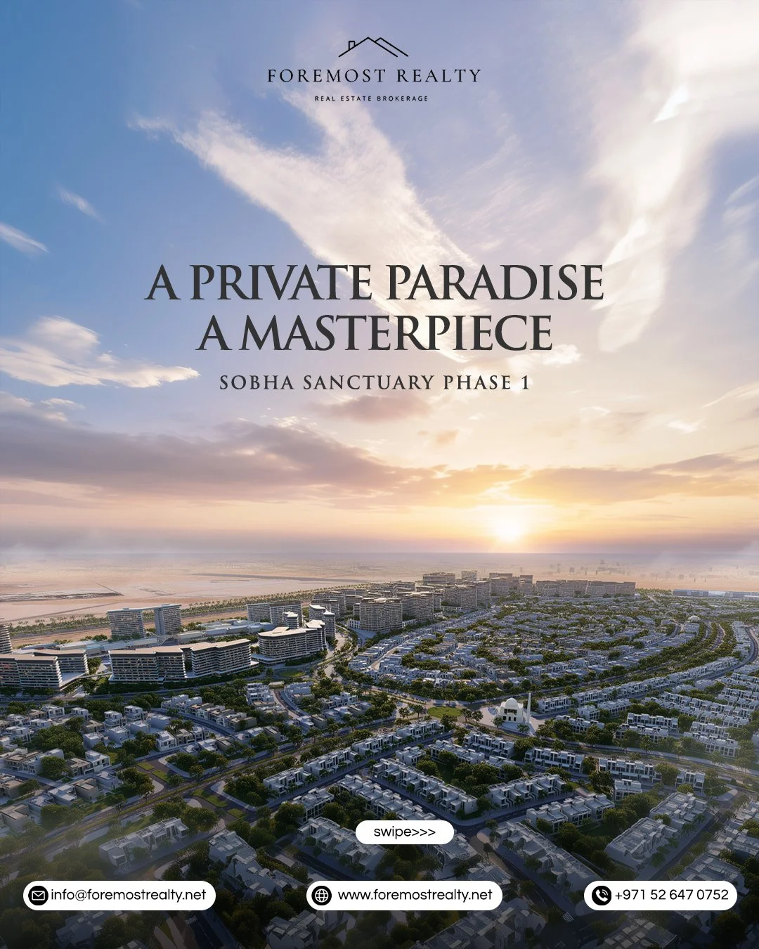 Step into Sobha Sanctuary, a private master community where luxury is surrounded by a 1M sq. ft. Central Park.

The Villa Collection: 
🏡 4BR Townhouses: From AED 3.99M
🌊 6km Crystal Lagoon
🎓 2 Top-tier Schools on-site

🔗 Book your private tour:  