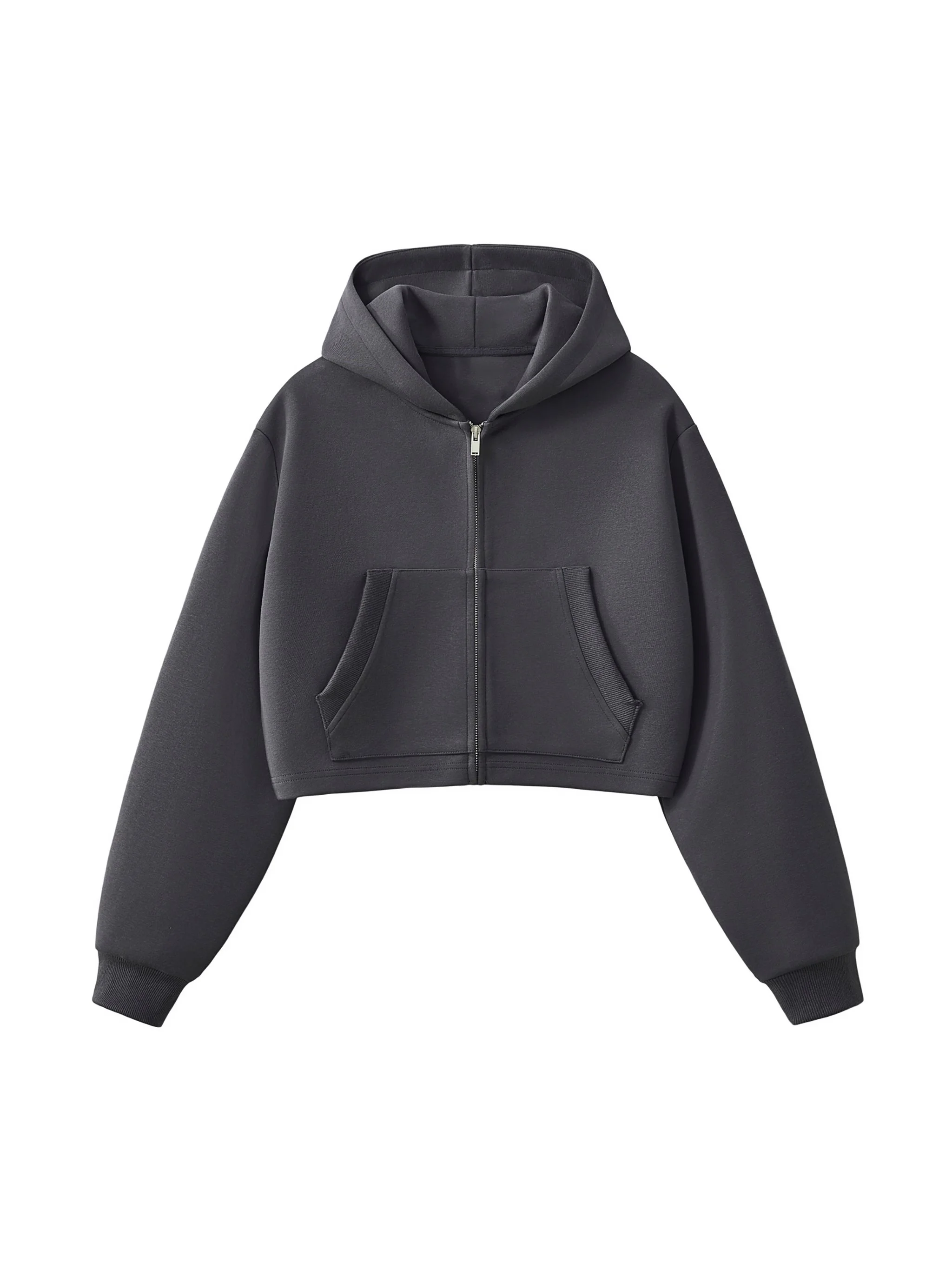 Essential Cropped Zip-Up Hoodie