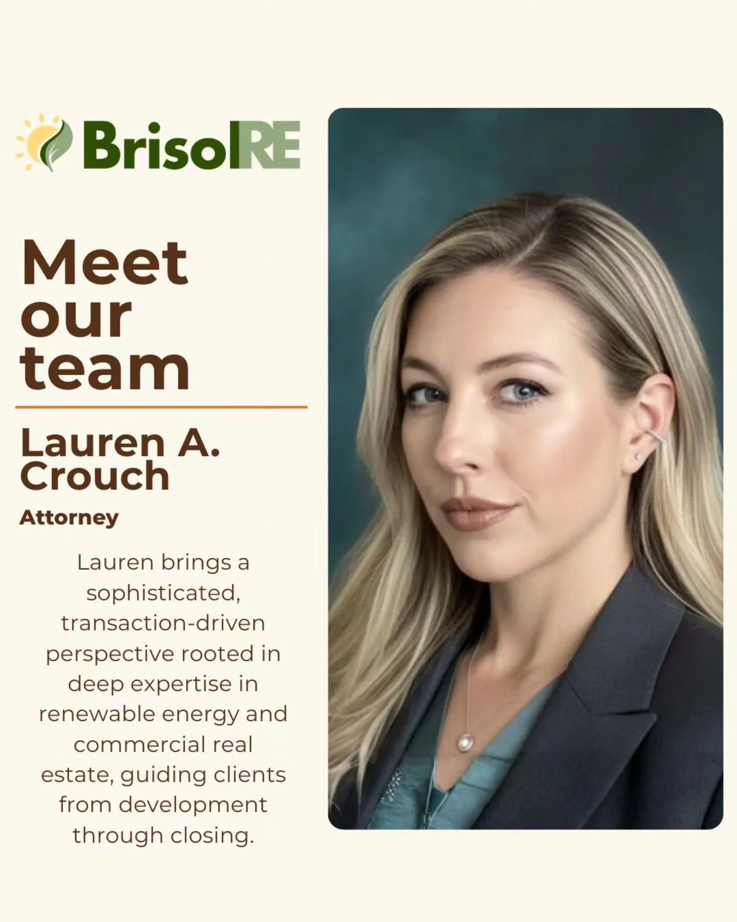 We&rsquo;re excited to welcome Lauren to the BrisolRE team. With a Juris Doctor from SMU Dedman School of Law and a Master's in Real Estate Development, Lauren brings a uniquely comprehensive perspective shaped by experience at global law firms, as i