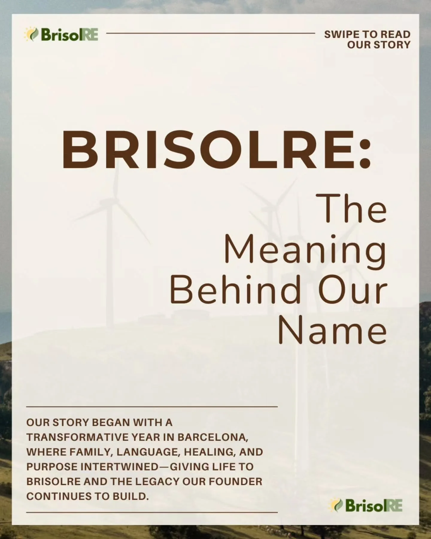 Ever wondered how our name came to be?
A few elements aligned in a season TJ never forgot.

Here&rsquo;s the story behind BrisolRE. 💨☀️♻️

#BrisolRE #BespokeCounsel #RenewableEnergyLaw #RealEstateLaw #CleanEnergyDevelopment #WomenInLaw
