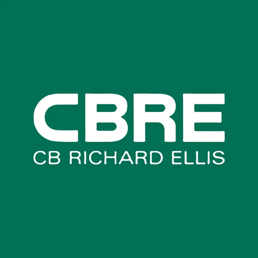 CBRE logo with the name 'CB Richard Ellis' beneath it on a green background.