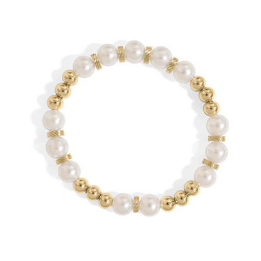8mm Pearl & Gold Beaded Bracelet