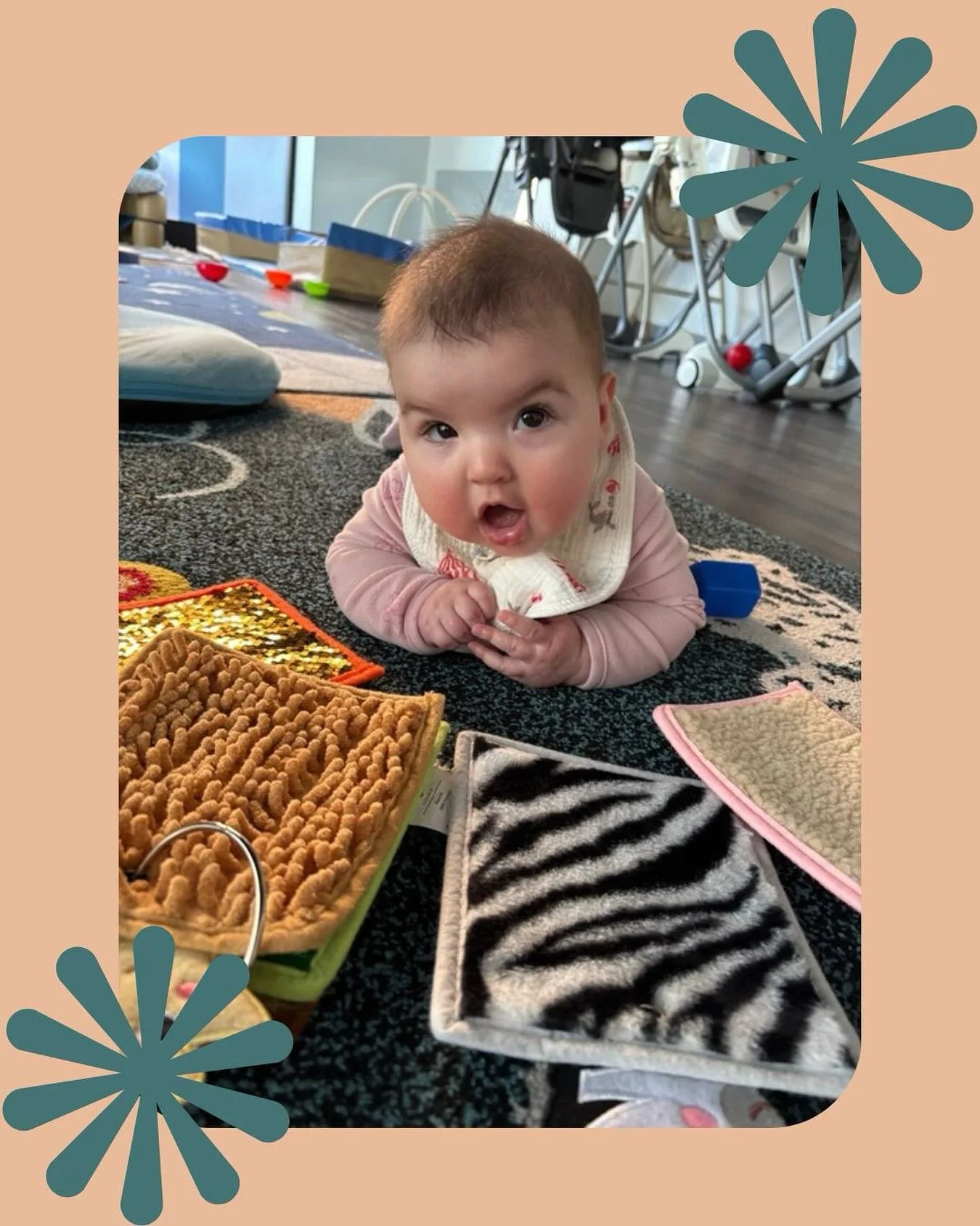 This gal is working on her core muscles AND using sensory squares!! You go girl! 🥹💪