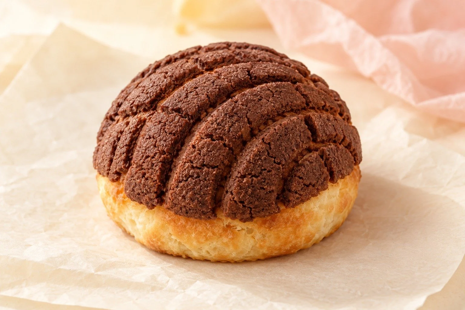 Chocolate Nutella mini concha with a rich cocoa cookie topping. Illustrative product image.