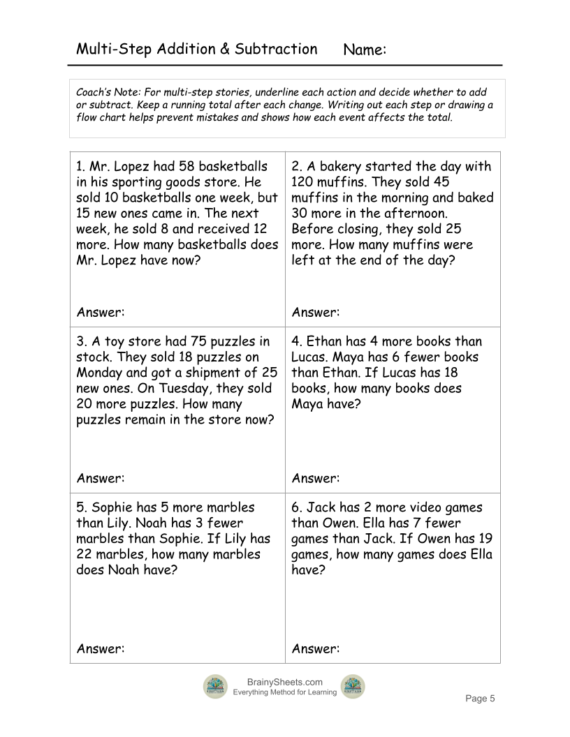 Advanced Math Problem Solving Workbook — BrainySheets