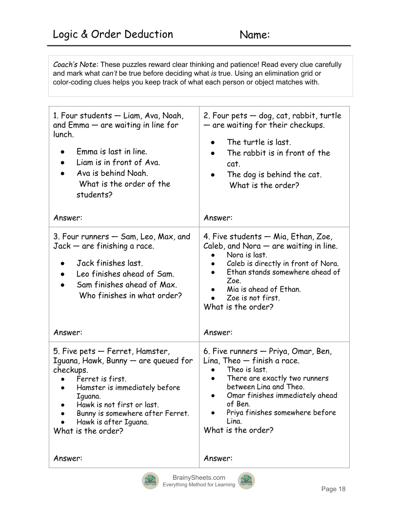 Advanced Math Problem Solving Workbook — BrainySheets