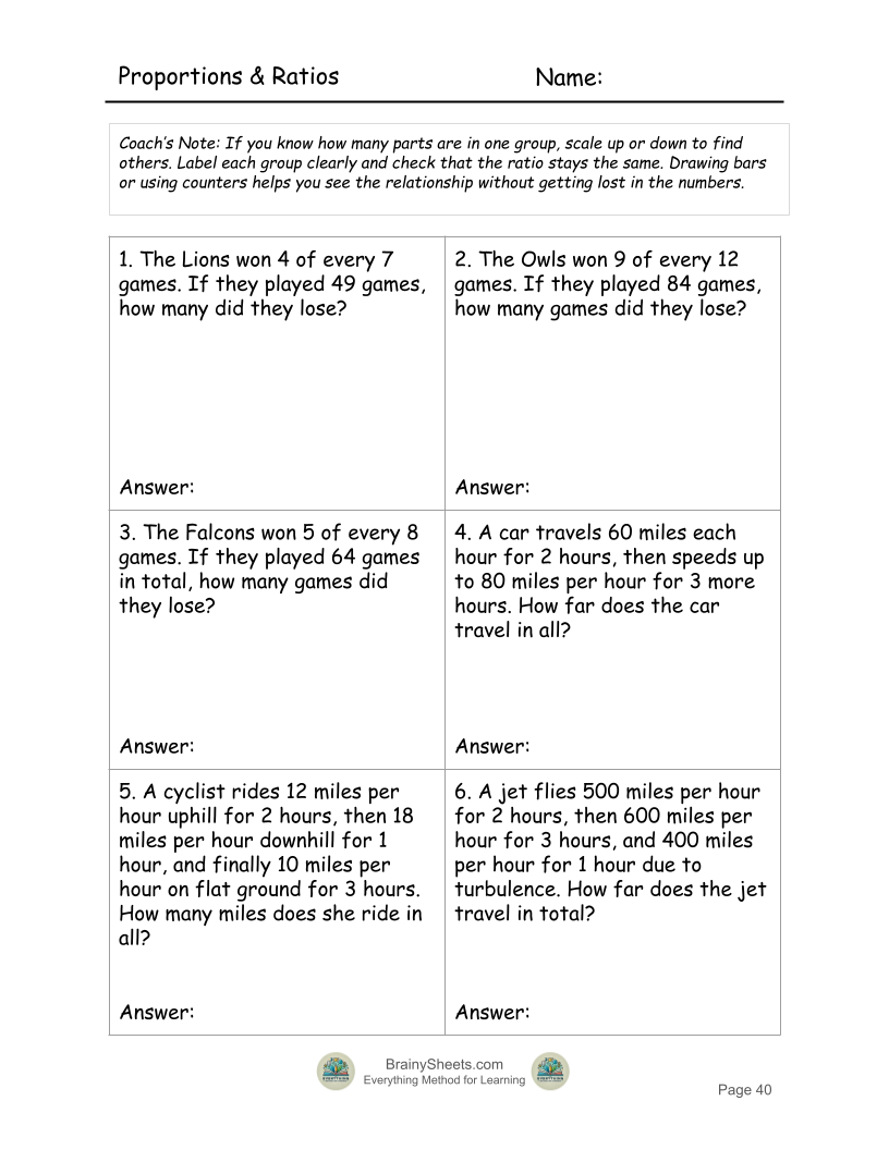 Advanced Math Problem Solving Workbook — BrainySheets