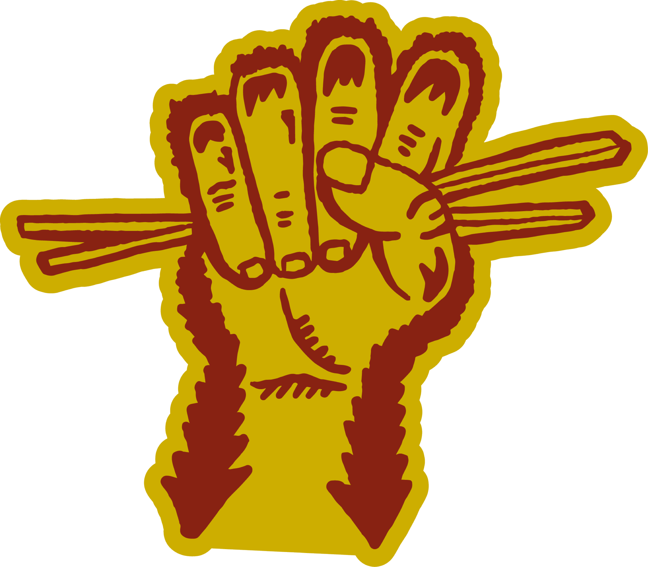 A DanDan icon illustration of a yellow hand with five fingers, holding chopsticks.