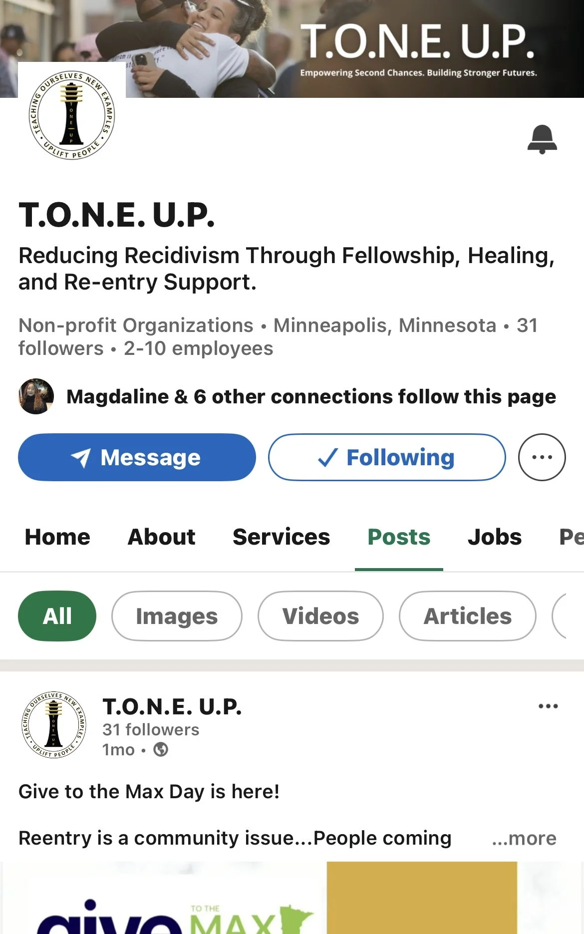 tone up mn reentry services linkedin page