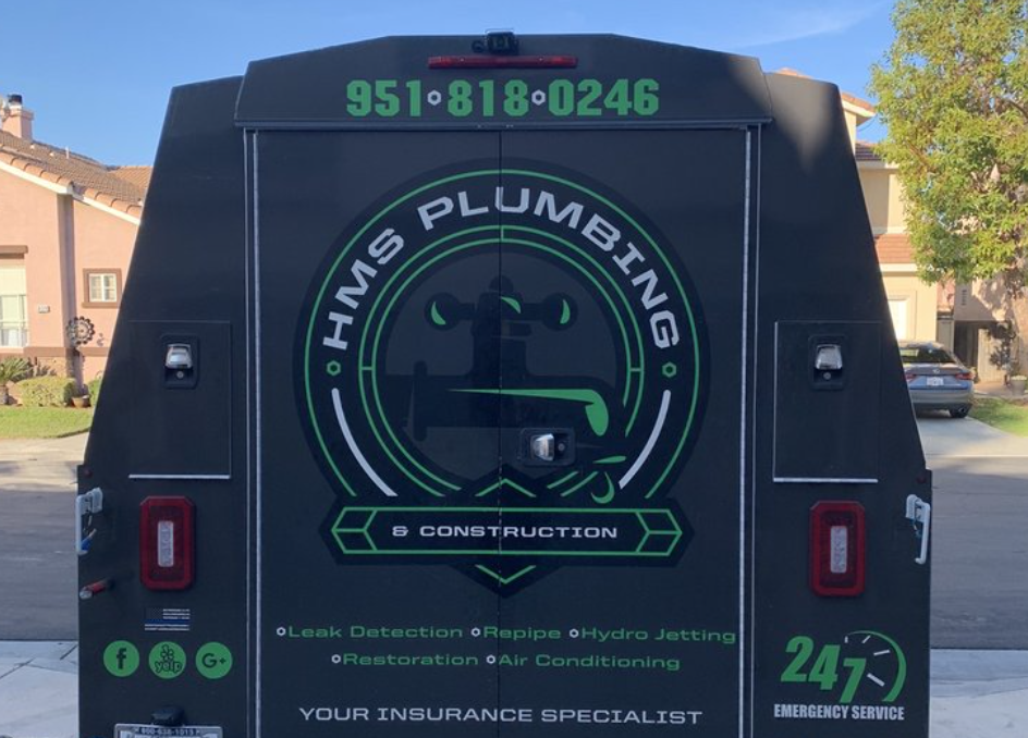 hms plumbing and construction truck