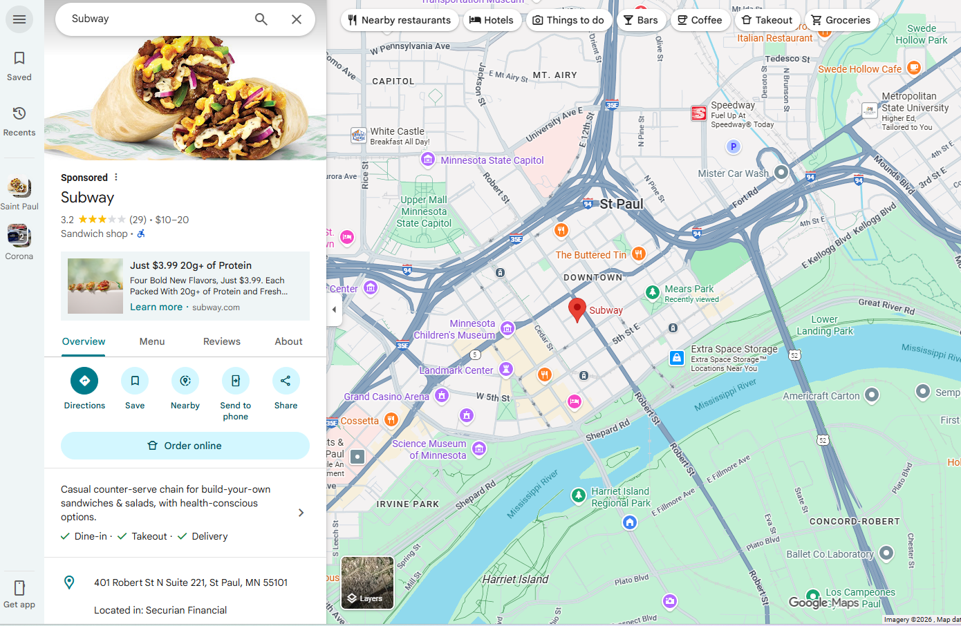 image of a sponsored google maps listing