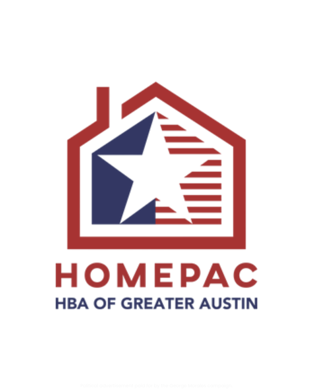Logo of homepac, a real estate company in Greater Austin, featuring a stylized house outline and a geometric star in the center, with the company name beneath.