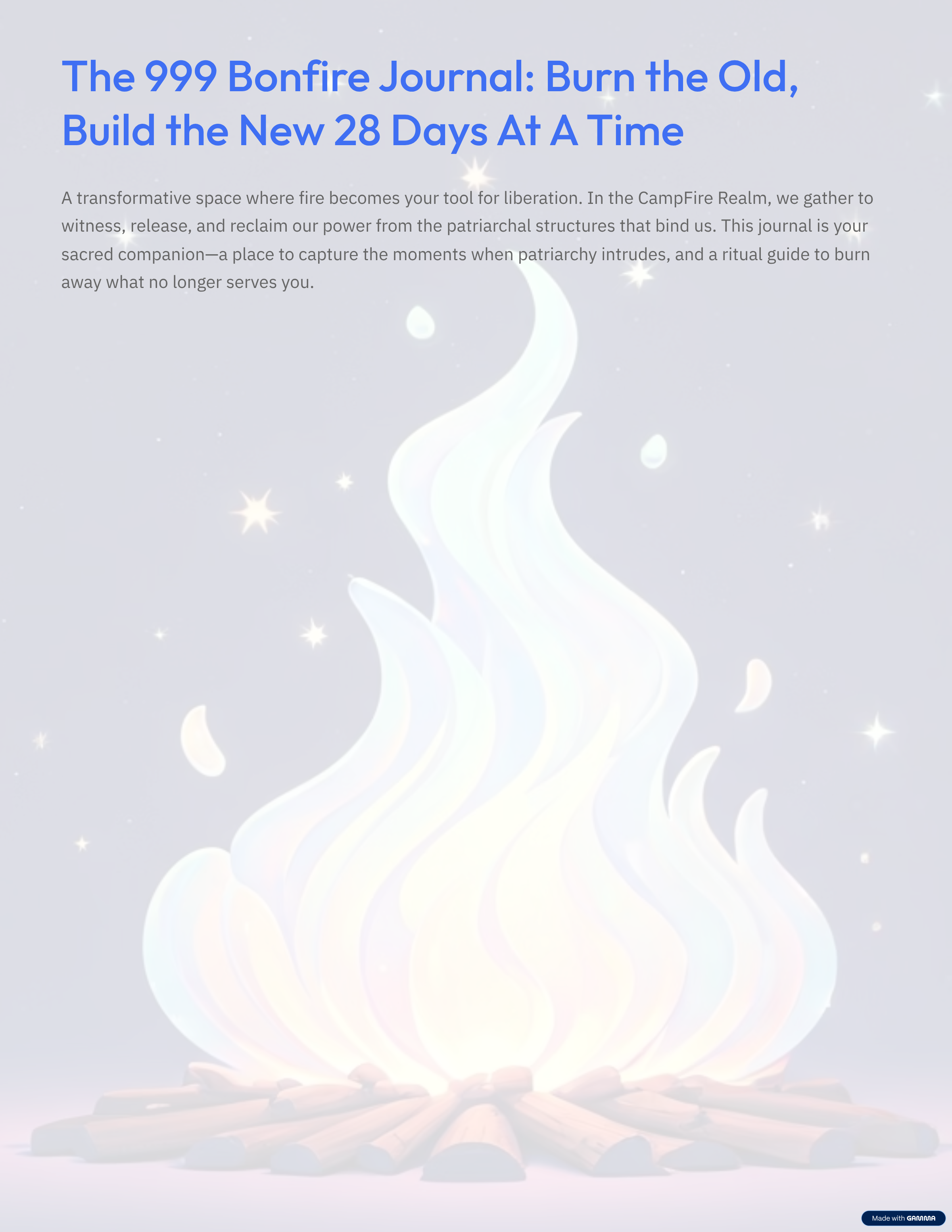 The 999 Bonfire Journal: Burn the Old, Build the New 28 Days At A Time