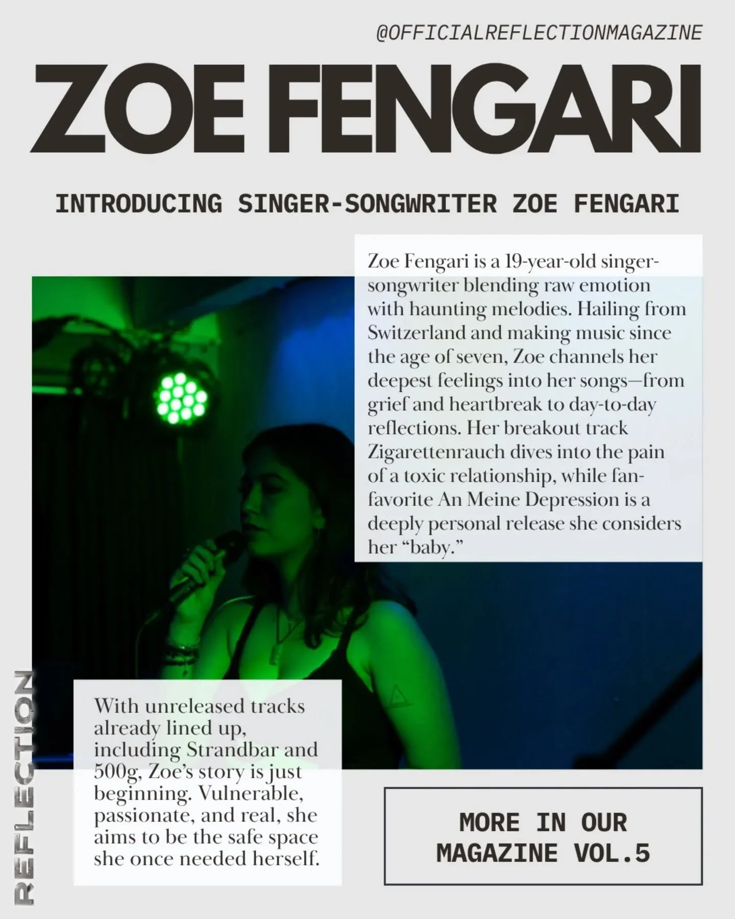 Some artists write songs. Others bleed through them.
Meet Zoe Fengari, a fearless singer, turning her pain into poetry. From smoke-laced heartbreaks to whispered truths, her music feels like a hug for anyone who's ever felt too much.

We sat down wit