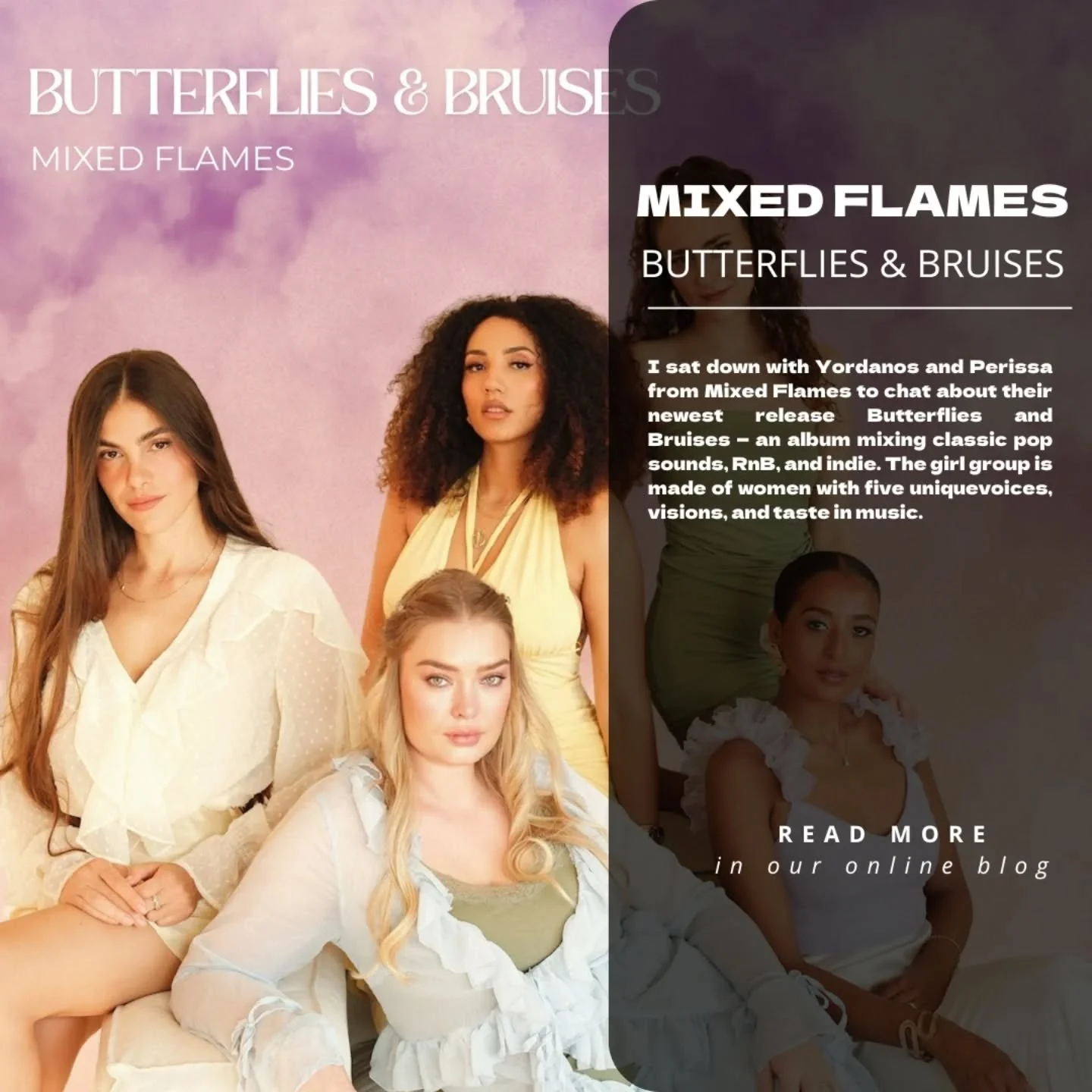 Butterflies &amp; Bruises can be your summer album for 2026. We sat down with Yordanos and Perissa to have a chat about their album and... Read more in our online blog 

#mixedflames #reflectionmagazine #newcomer #summer2026 #newmusic