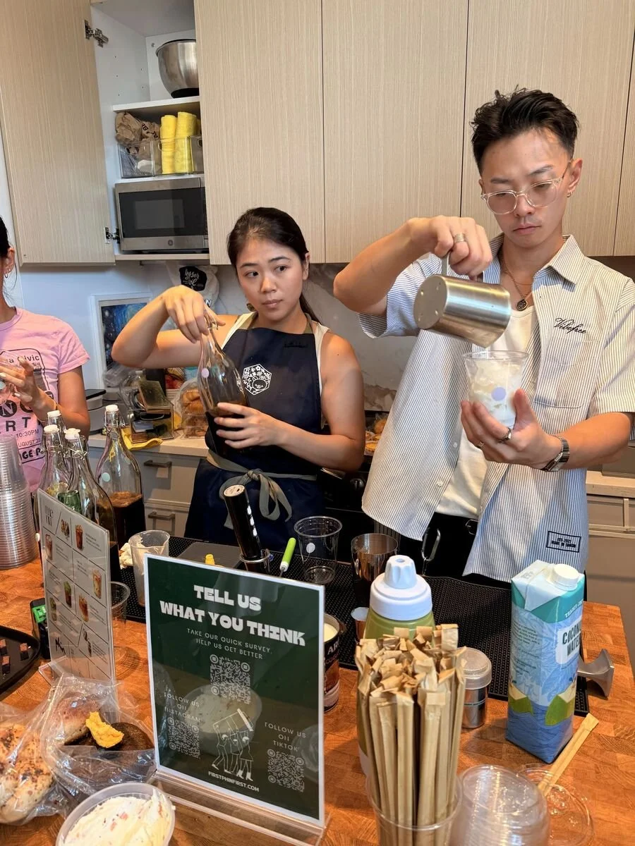 First Phin First Vietnamese coffee catering team brewing phin coffee and mixing drinks at an NYC private event
